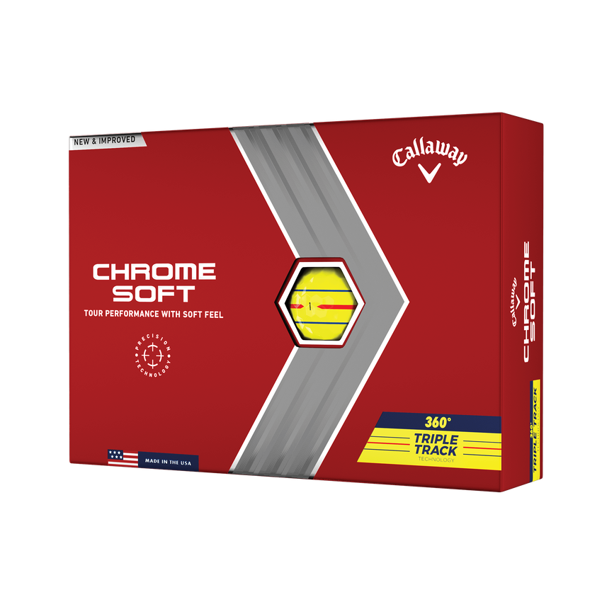 Chrome Soft 360 Triple Track Yellow Golf Balls - View 1