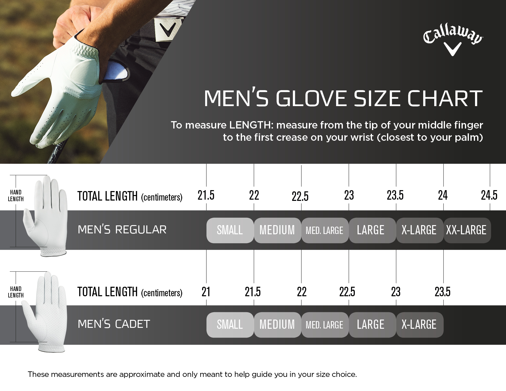 Bionic Golf Glove Size Chart